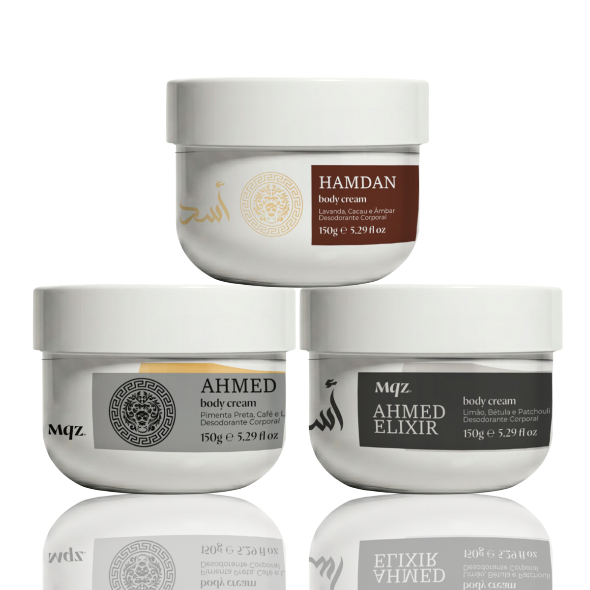 Hamdan, Ahmed e Ahmed Elixir – Kit 3 Body Cream Desodorante Hidratante 150g