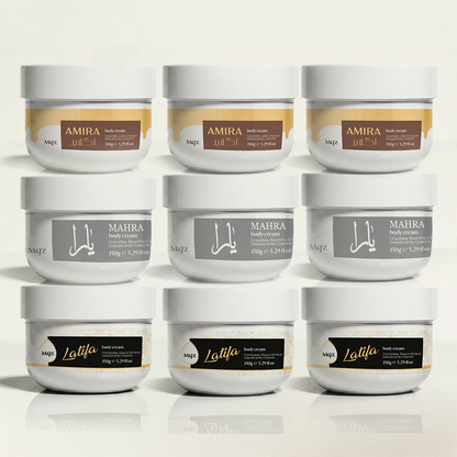 Mahra, Amira, Latifa - Kit 9 Body Cream Femininos Árabes