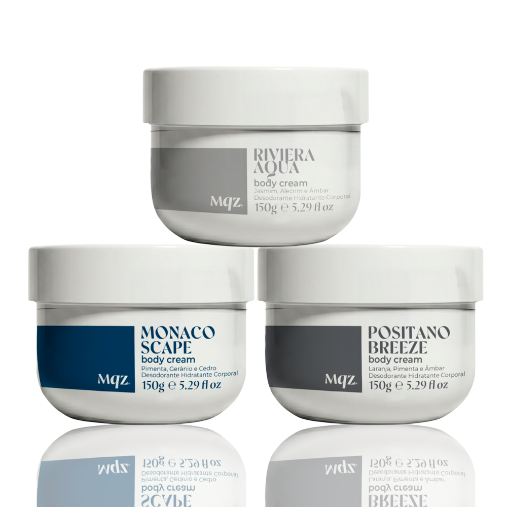 Monaco Scape, Positano Breeze e Riviera Aqua - Kit 3 Body Cream Desodorante Hidratante 150g