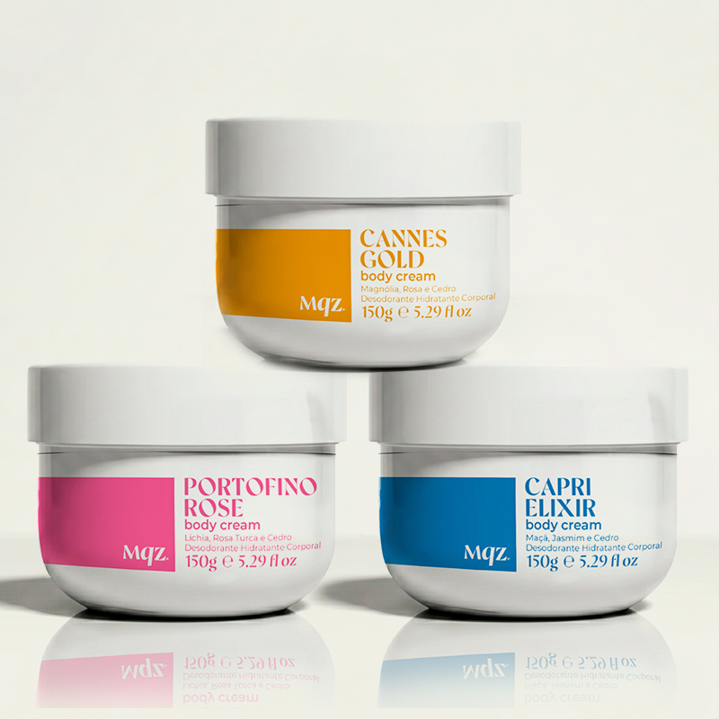 Cannes Gold, Capri Élixir e Portofino Rose - Kit 3 Body Cream Desodorante Hidratante 150g