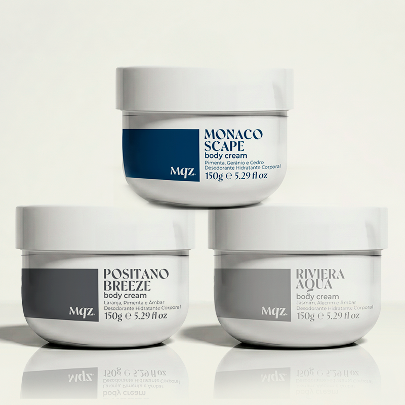 Monaco Scape, Positano Breeze e Riviera Aqua - Kit 3 Body Cream Desodorante Hidratante 150g