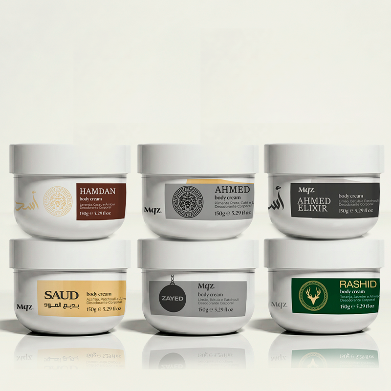 Zayed, Saud, Hamdan, Rashid, Ahmed e Ahmed Elixir -  Kit 6 Body Cream Desodorante Hidratante 150g