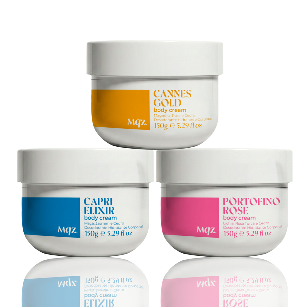 Cannes Gold, Capri Élixir e Portofino Rose - Kit 3 Body Cream Desodorante Hidratante 150g