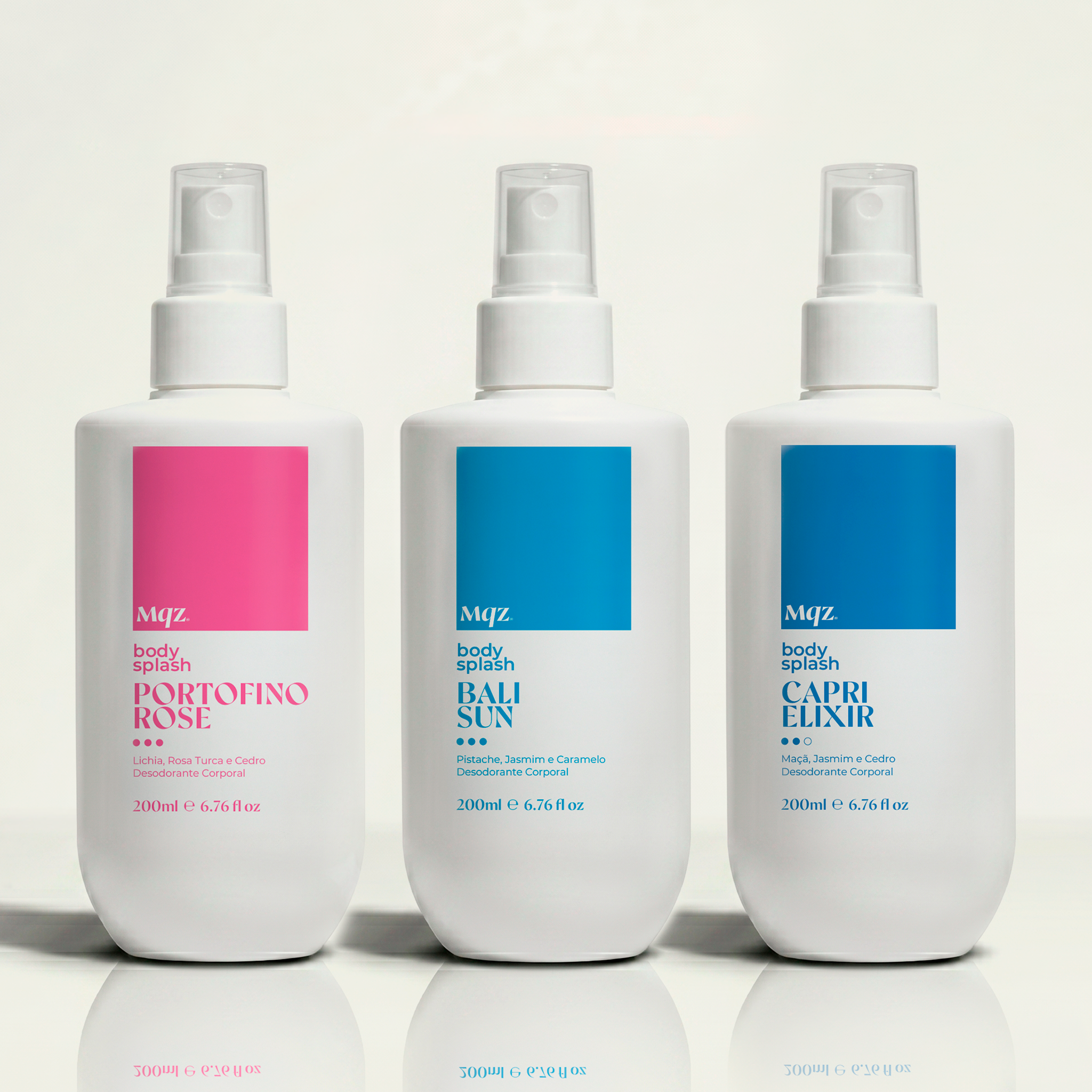 Portofino Rose, Bali Sun e Capri Elixir - Kit 3 Body Splash Desodorante Colônia 200ml